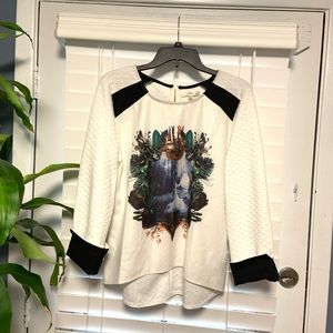 Free Girl Women's White Long Sleeve Casual Top